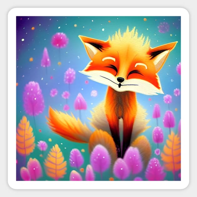 Happy Red Fox Sticker by ArtistsQuest